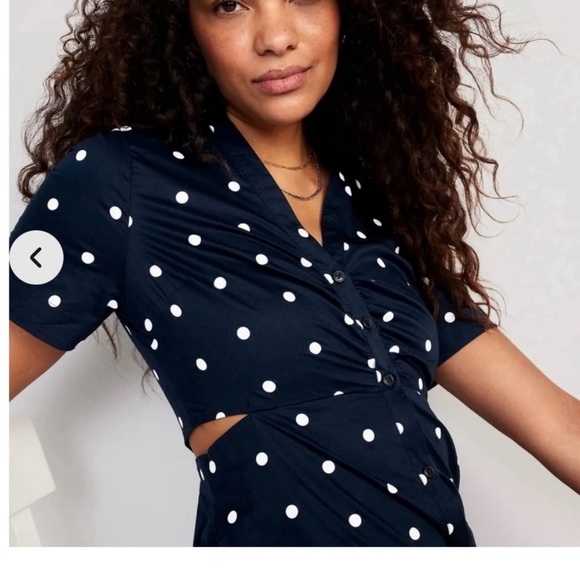 Old Navy Womens Size Medium Blue White Stripe Cutout Midi Button Shirt Dress NWT - Picture 3 of 10